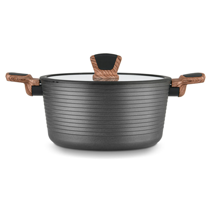 Stock Pot 24cm/4.5LTR with Glass Lid Aluminum with Induction Bottom Diamond Series