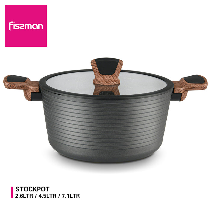 Stock Pot 20cm/2.6LTR with Glass Lid Aluminum with Induction Bottom Diamond Series