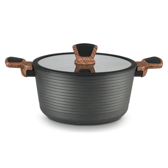 Stock Pot 24cm/4.5LTR with Glass Lid Aluminum with Induction Bottom Diamond Series