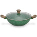 Wok 30cm with Glass Lid with Aluminum and Non Stick Coating Pan, Malachite Series