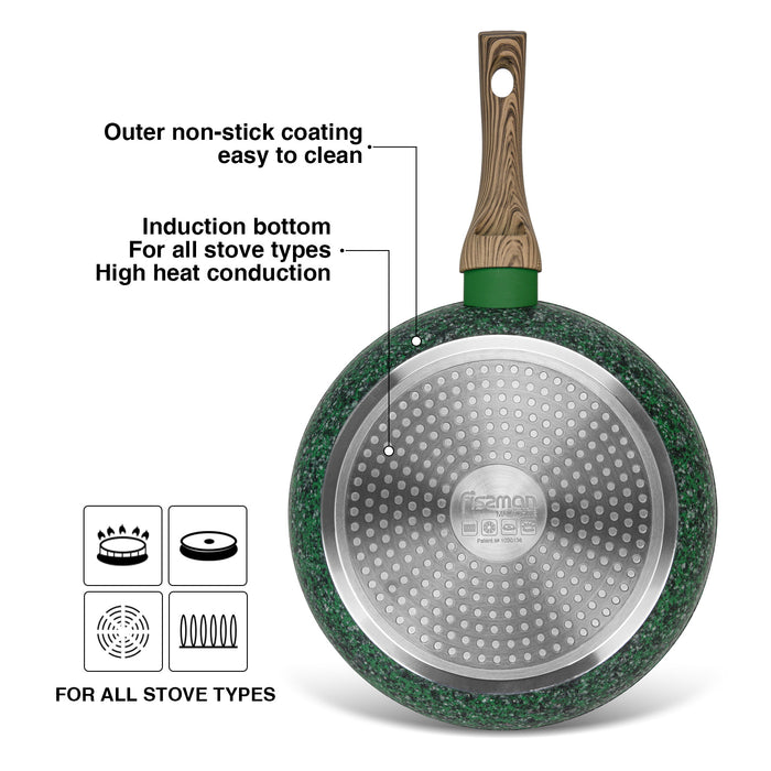 Frying Pan 26cm with Aluminum and Non Stick Coating Pan, Malachite Series