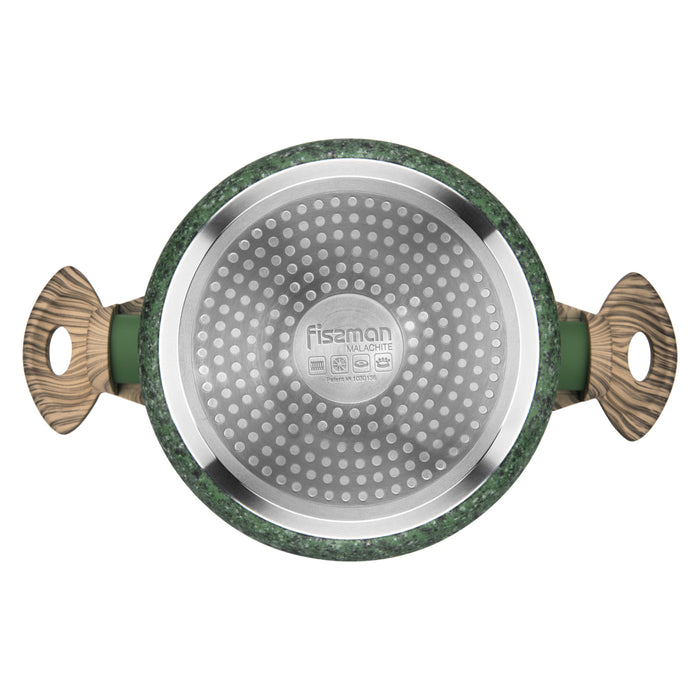 2.7LTR Stockpot With Glass Lid 20cm with Aluminum and Non Stick Coating Pan, Malachite Series