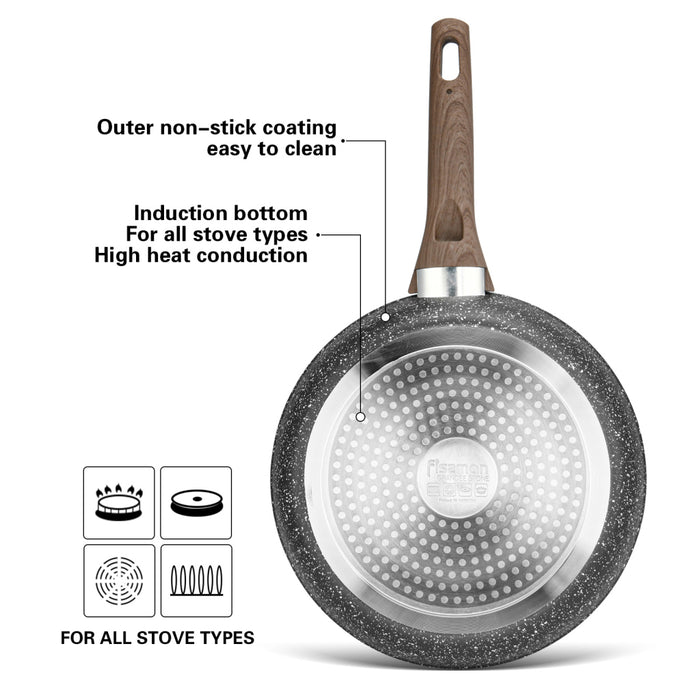 Frying Pan 28cm Grandee Stone with Induction Bottom Aluminum and Non Stick Coating