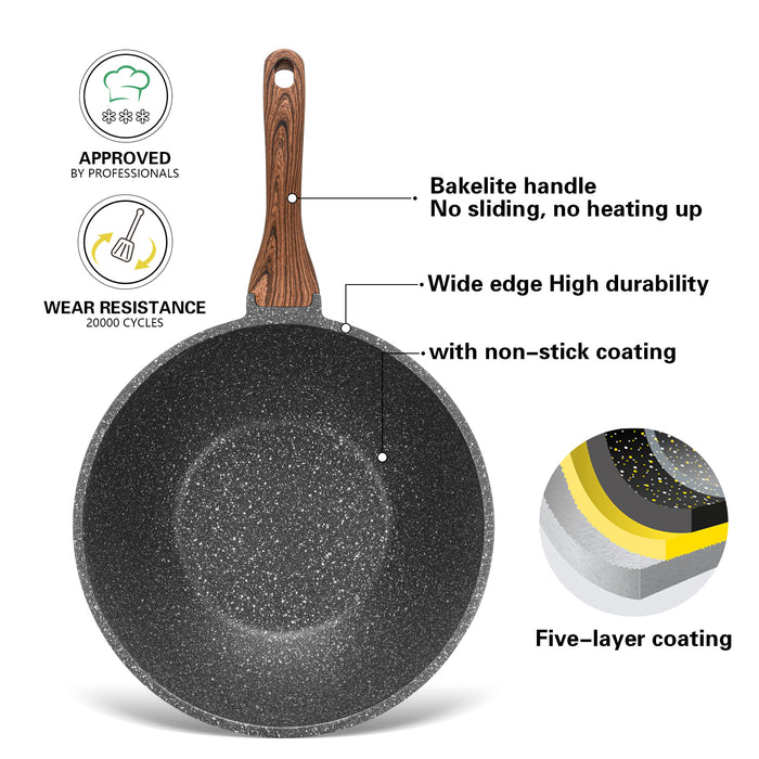 Wok Pan 30cm with Aluminum and Non Stick Coating