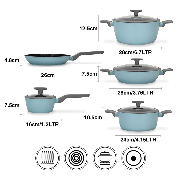 Cookware Set VELIA 9 pcs (Aluminium With Non-Stick Coating)