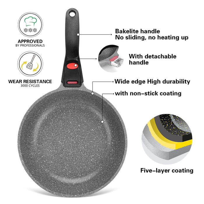 Frying Pan 26cm With Removable Handle And Aluminum Induction Bottom Grey/Black