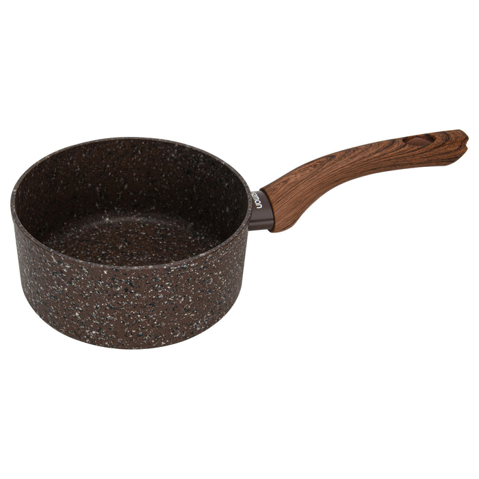 Saucepan Magic Brown 16x7.8cm/1.4 Ltr With Glass Lid With Induction Bottom (Aluminium With Non-Stick Coating)