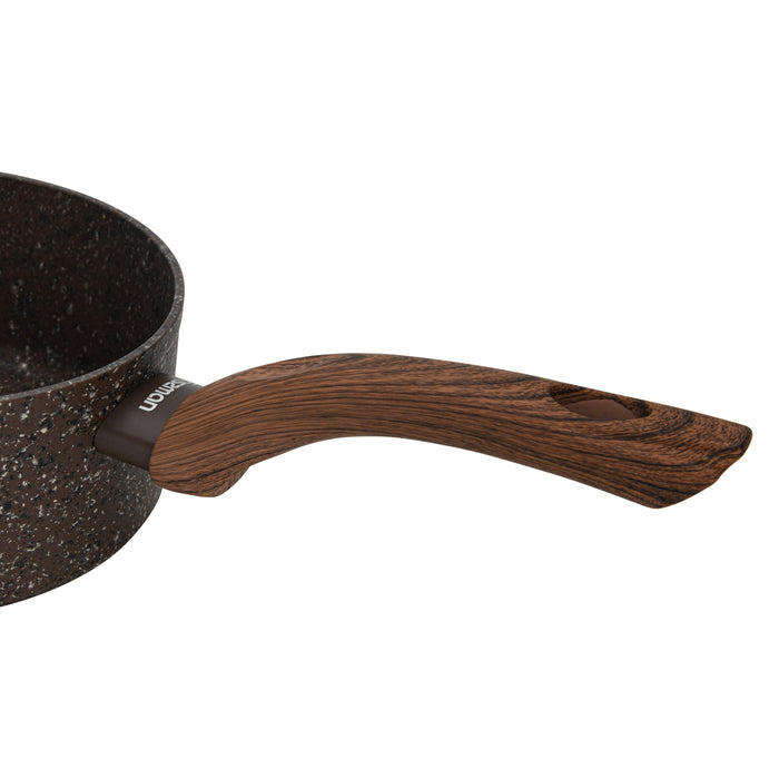 Saucepan Magic Brown 16x7.8cm/1.4 Ltr With Glass Lid With Induction Bottom (Aluminium With Non-Stick Coating)