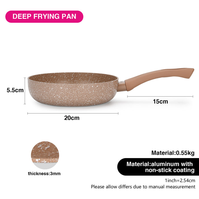 Deep Frying Pan 20cm Latte Series Aluminum with Induction Bottom