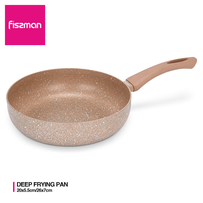 Deep Frying Pan 26cm Latte Aluminum with Induction Bottom