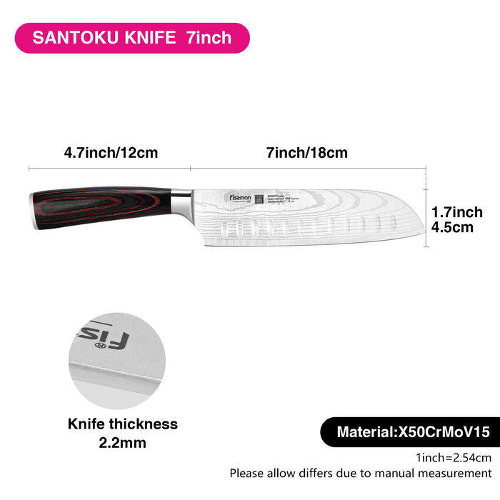 7'' Santoku Knife Japanese Utility Knife Stainless Steel Ragnitz Series