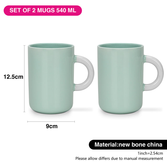 2-Piece Mugs 540ml  Green New Bone China