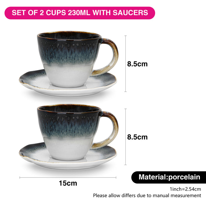 Set of 2 Cups GALACTICA 230 ml With Saucers (Porcelain)