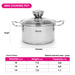 Cooking Pot 1.9L with Glass Lid, Stainless Steel Stockpot 14x12.5cm Mini Cook Series