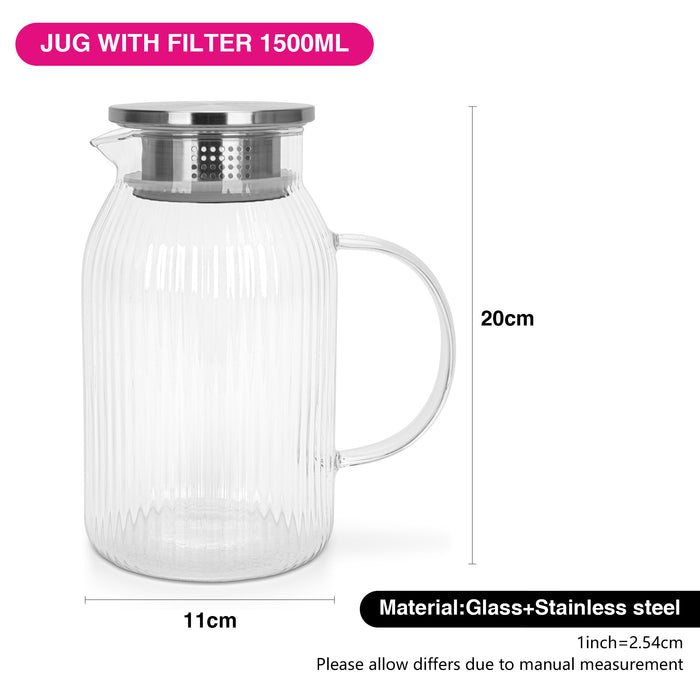 Jug 1500 ml with Filter (Borosilicate Glass)