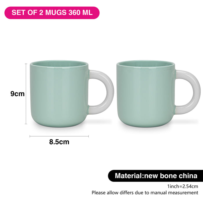 2-Piece Mugs 360ml  Green New Bone China
