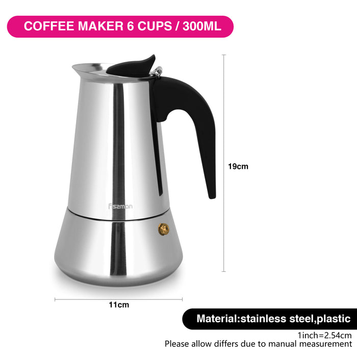 Coffee Maker 300ml for 6 Cups Stainless Steel