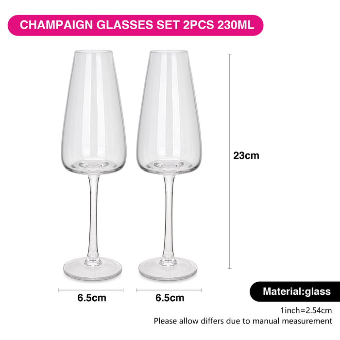Set of 2 Champagne Glasses 230 ml  (Glass)