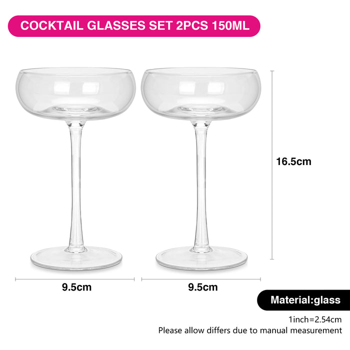 Set of 2 Cocktail Glasses 150 ml (Glass)