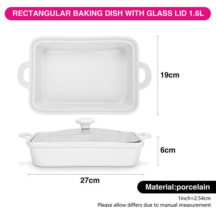 Rectangular Baking Dish 27cm/1.6L with Glass Lid