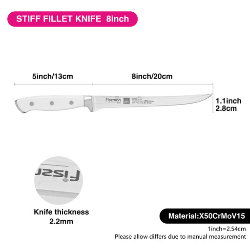 8'' Stiff Fillet Knife Bonn (X50CrMoV15 steel)