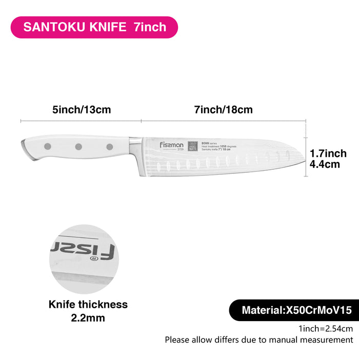 7'' Santoku Knife Bonn (X50CrMoV15 Steel)