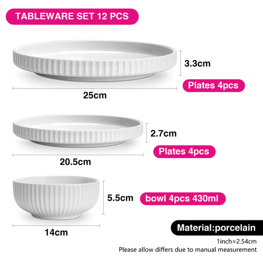 12-Piece Tableware Set Ivorya Durable Porcelain