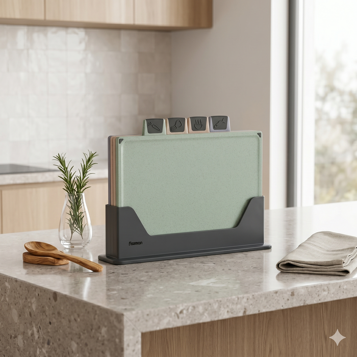 Fissman 4-Piece Cutting Board Set 30cm – Color-Coded with Unique Icons