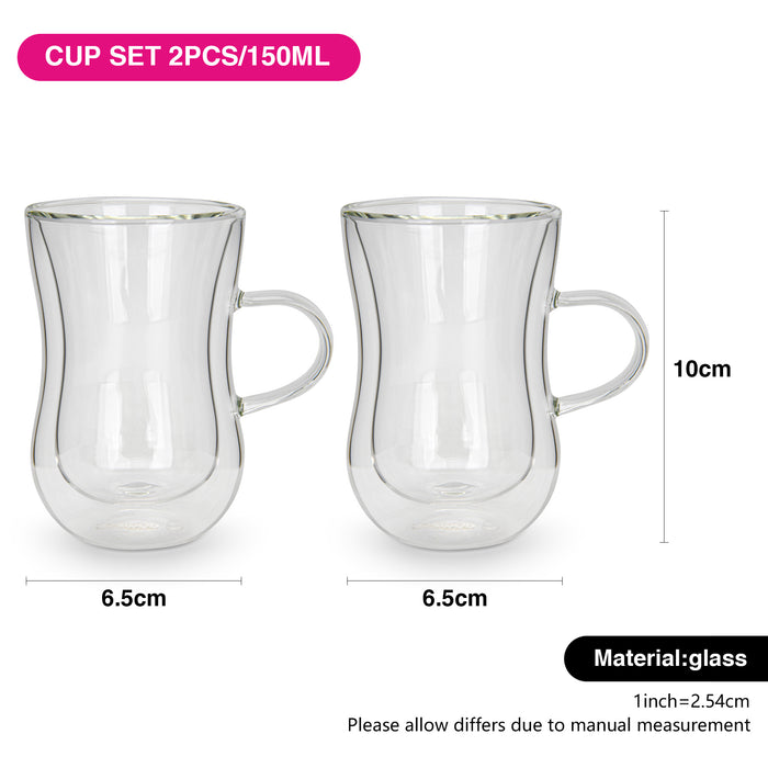 2-Piece Double Wall Cups 150 ml (Borosilicate Glass)