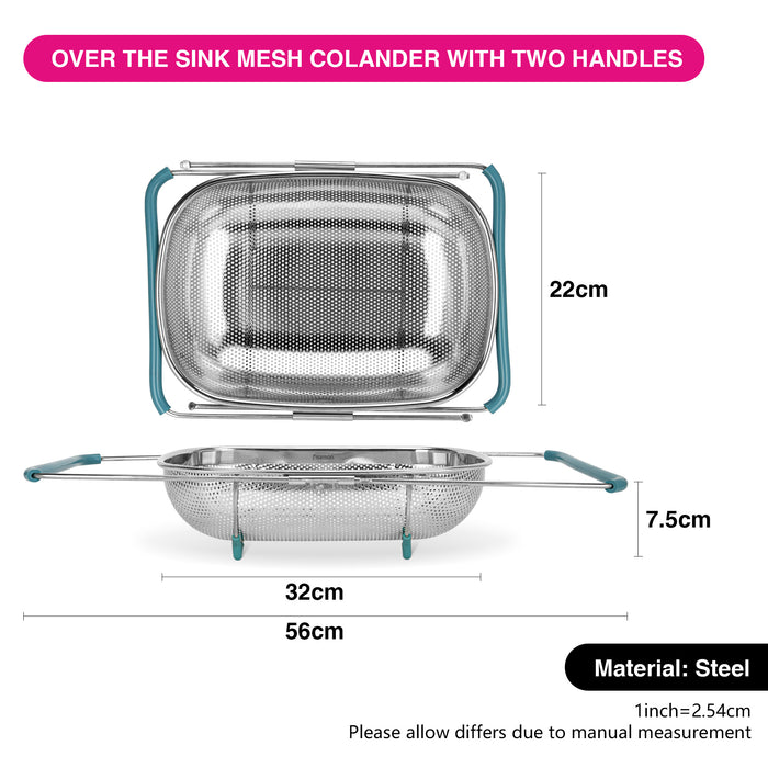 Over The Sink Mesh Colander 38x32x7.5cm (Stainless Steel)
