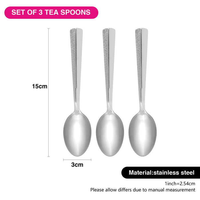 3-Piece Tea Spoon 15cm, Stainless Steel Cutlery Set Flor Series