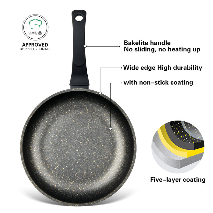 Deep Frying Pan 24cm Grace Series Aluminum Touchstone Coating Black