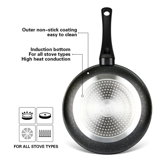 Deep Frying Pan 24cm Grace Series Aluminum Touchstone Coating Black