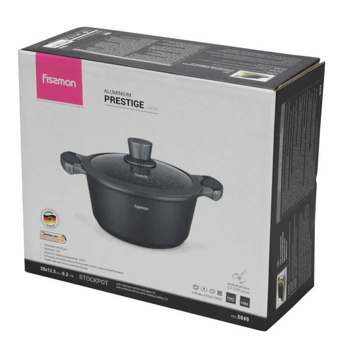 6.2LTR Stockpot 28cm with Aluminum and Non Stick Coating Prestige Series