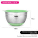 1.5 Liter Mixing Bowl Stainless Steel 18/10 (INOX 304) Stackable Space Saving Design With Non Slip Silicone Base And Green Lid Silver/Green 16x10 cm