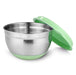 4.5-Liter Mixing Bowl Stainless Steel 18/10 (INOX 304) Stackable Space Saving Design With Non Slip Silicone Base And Green Lid Silver/Green 24.13.5cm