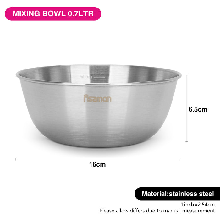 Mixing Bowl 16cm/0.7 Ltr (Stainless Steel)