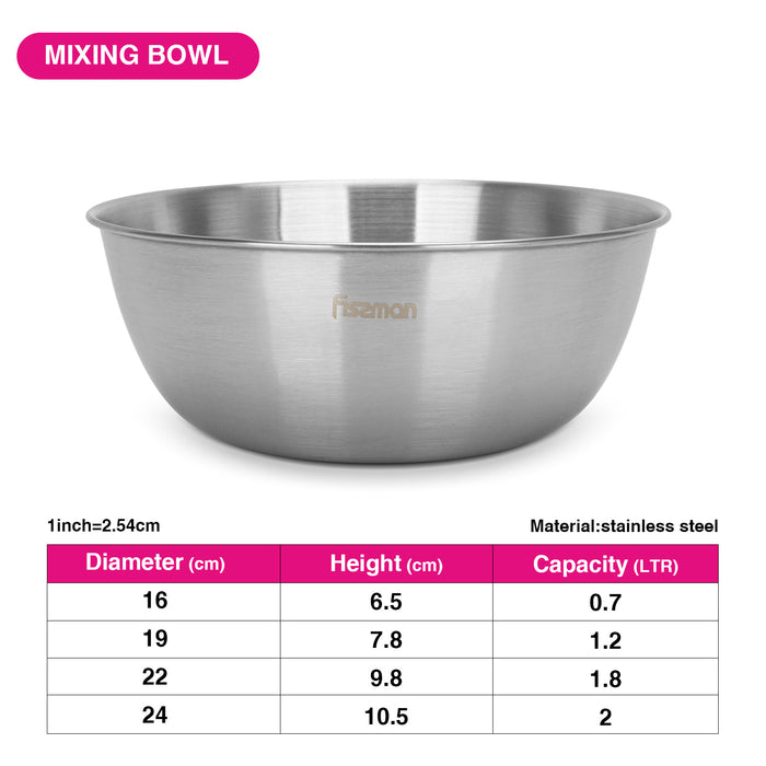 Mixing Bowl 24cm/2.0 Ltr (Stainless Steel)