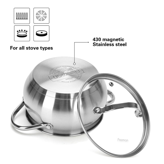 Casserole With Glass Lid 20x11cm /3.5L  Series
20x11cm/3.5LTR Silver