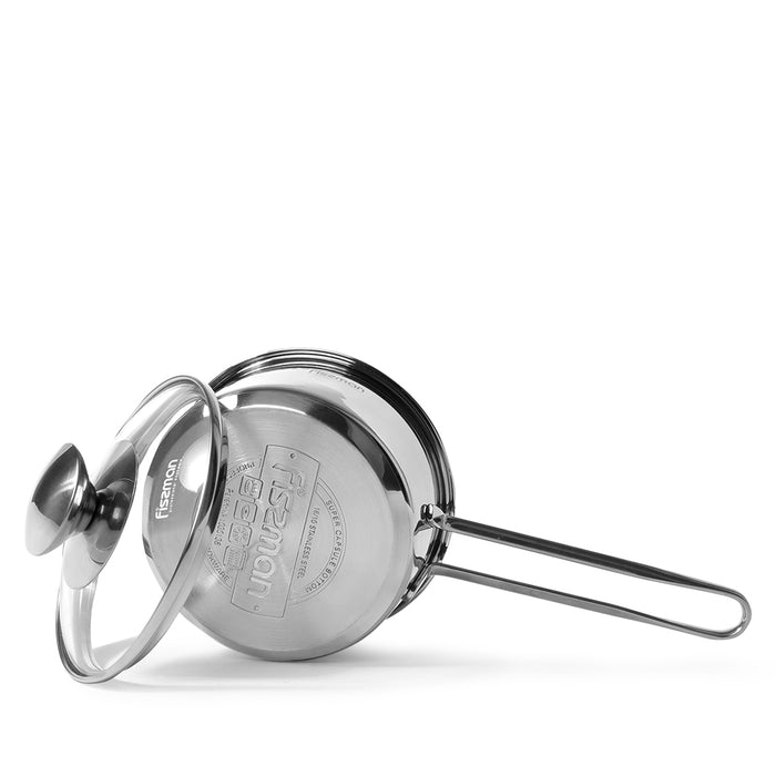 Saucepan With Glass Lid 14x6.5cm /0.9 LTR Stainless Steel with Induction Bottom