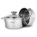 Stainless Mini Cooking Pot BAMBI  14x7.0 cm 1.1LTR with Steamer Insert 14x6.5cm with Glass Lid