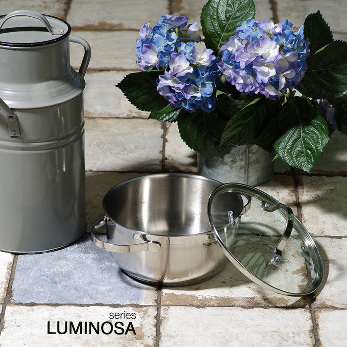 Stockpot LUMINOSA 18x8.5 cm  2.1 LTR with glass lid (stainless steel)