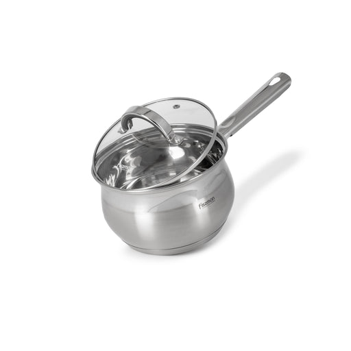 Saucepan with Glass Lid 16x10.5cm / 2.1L, Stainless Steel 18/10 INOX30 Sauce pan Felina Series