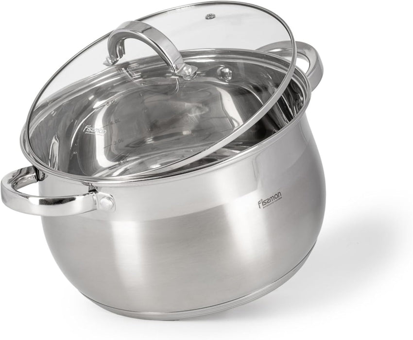 Stockpot Felina 24cm/6.5LTR With Glass Lid Stainless Steel