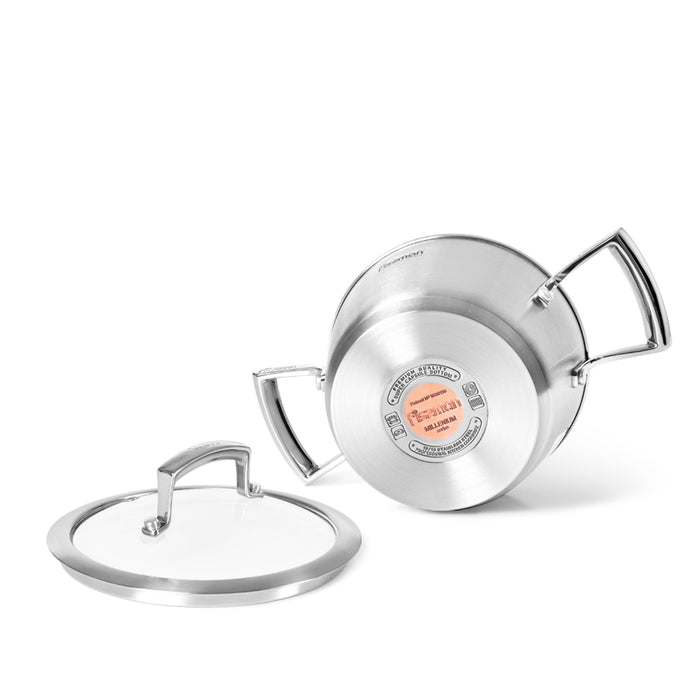 Stockpot With 18x10cm Glass Lid Millenium Series Stainless Steel Silver/Clear 18x10cm/2.1LTR