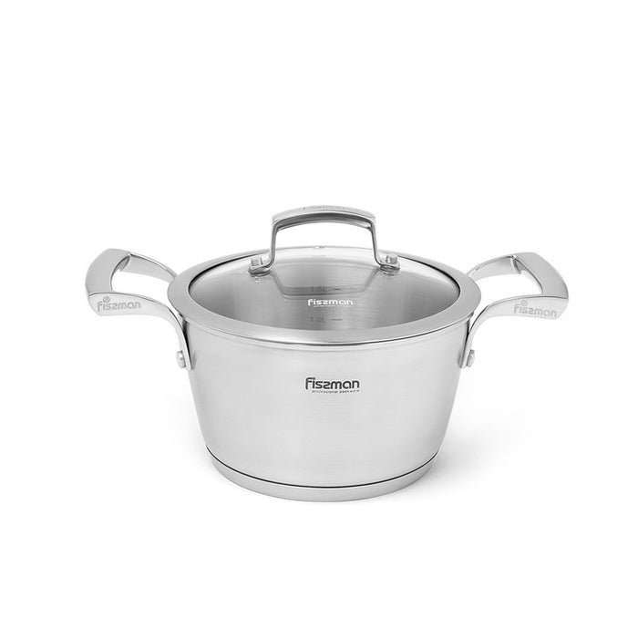 Stockpot With 18x10cm Glass Lid Millenium Series Stainless Steel Silver/Clear 18x10cm/2.1LTR