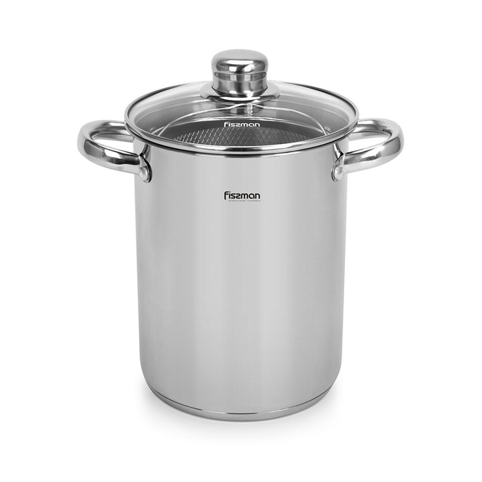 Large Stockpot with Steamer Basket and Glass Lid 16x21cm / 3.5L, Stainless Steel Stock pot Capellini