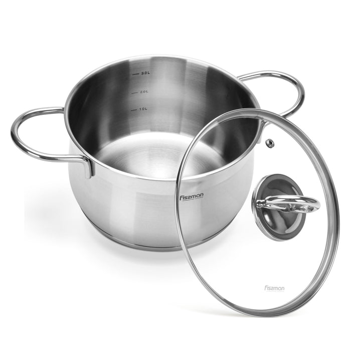 Stockpot MONICA 24cm/6.1 LTR with Glass Lid Stainless Steel