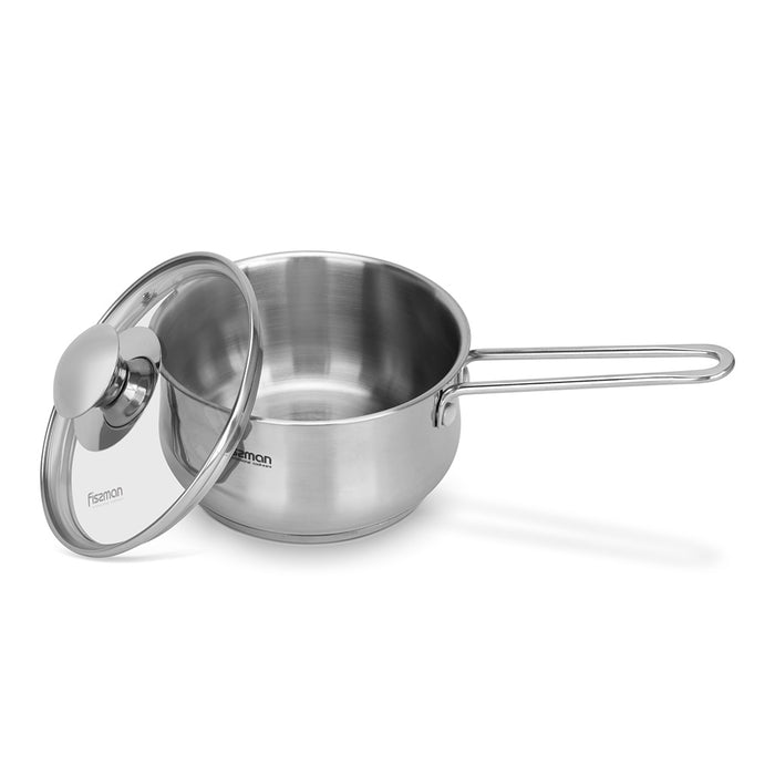 Saucepan with Glass Lid 1.1L, Stainless Steel Saucepan 14x7.5cm Gulliver Series