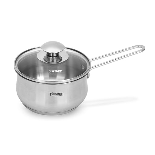 Saucepan with Glass Lid 1.1L, Stainless Steel Saucepan 14x7.5cm Gulliver Series